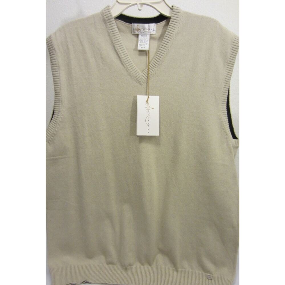 Nwt New Bone Beige Il Migliore Stretch Cotton V-Neck Pullover Golf Vest M 42"